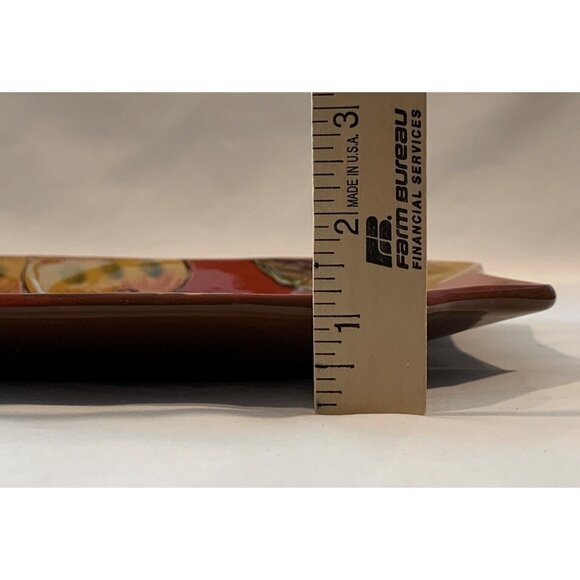 Red Plate Apple and Pear Texture Outline Design Serving Pottery 11 in X 11 in - Picture 11 of 11